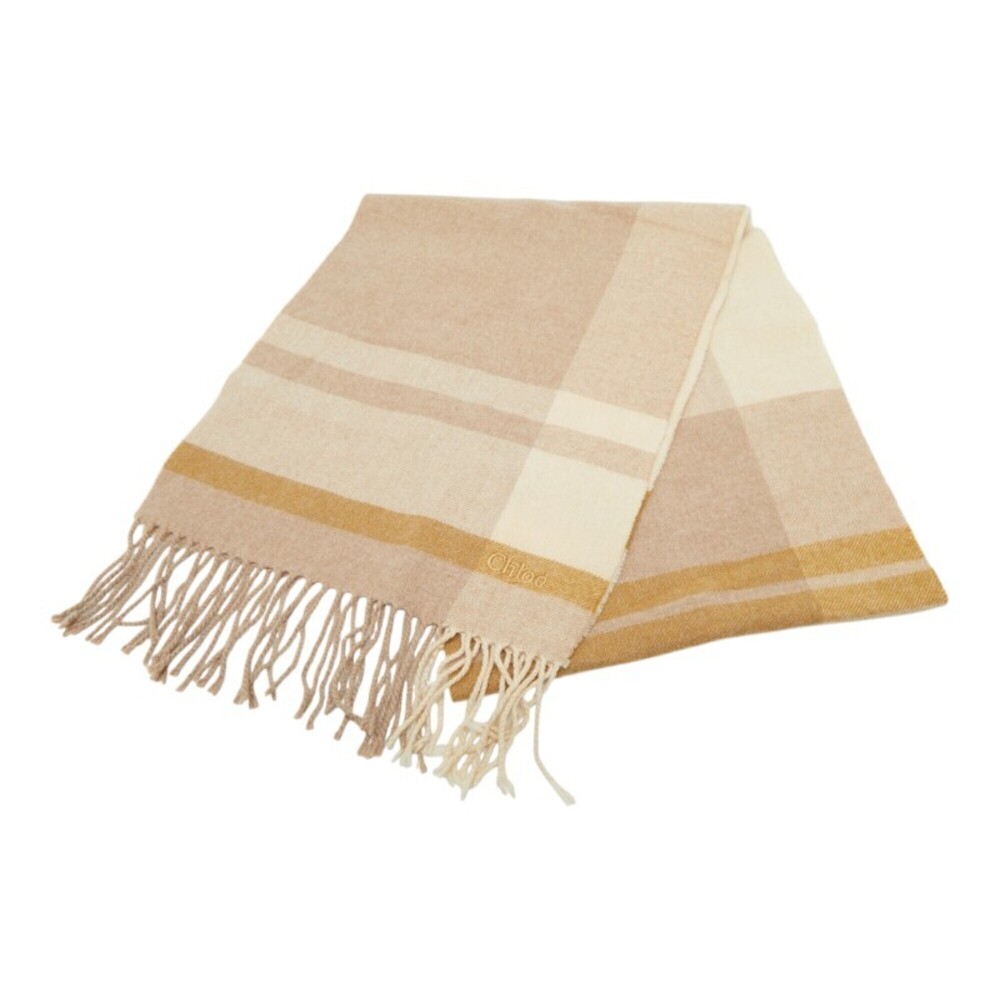 Chloé Chloe Check Scarf Beige Brown Women's